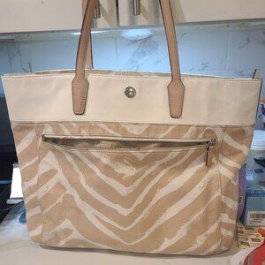 Coach Zebra Print Extra Large Canvas Resort Tote Bag in Khaki